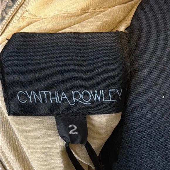 B6 Cynthia Rowley Women’s 2 Beige and Gray Patterned Long Sleeve Sequined Dress - Picture 2 of 8